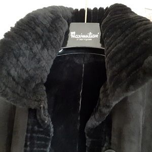 Maximilian shearling coat with fur collar & cuffs